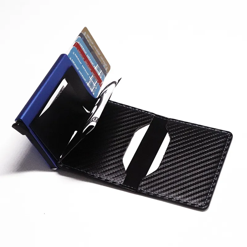 RFID Blocage de carbone Fibre Slimwallet en aluminium Carte de crédit Metal Business ID Holder Slim Card Case Mini portefeuille pour Men267E