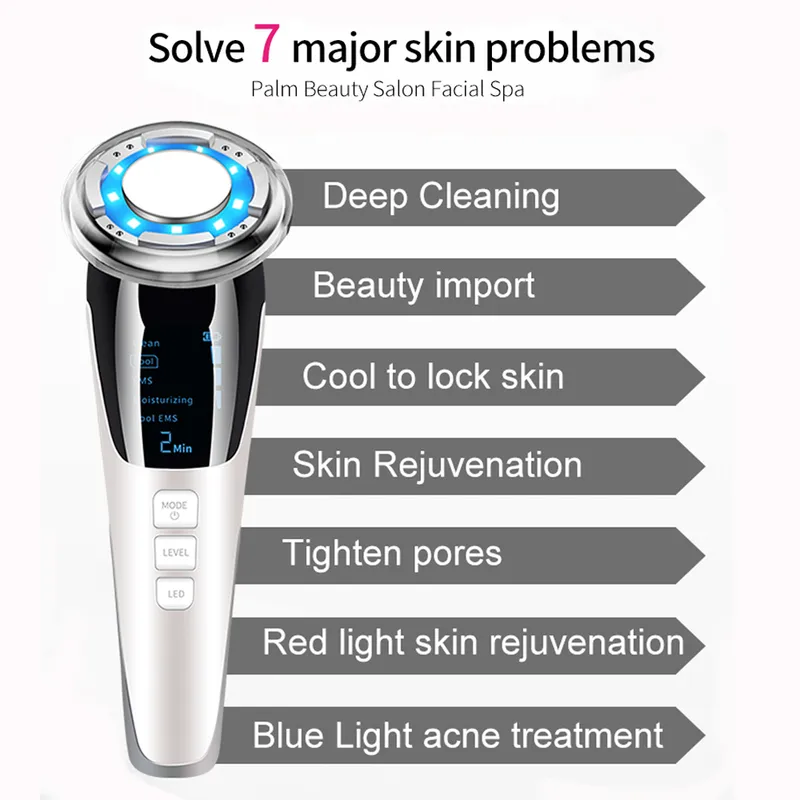 EMS masseur thérapie par la lumière LED Vibration sonique dispositif de levage du visage traitement frais dissolvant de points noirs produits de beauté 220216