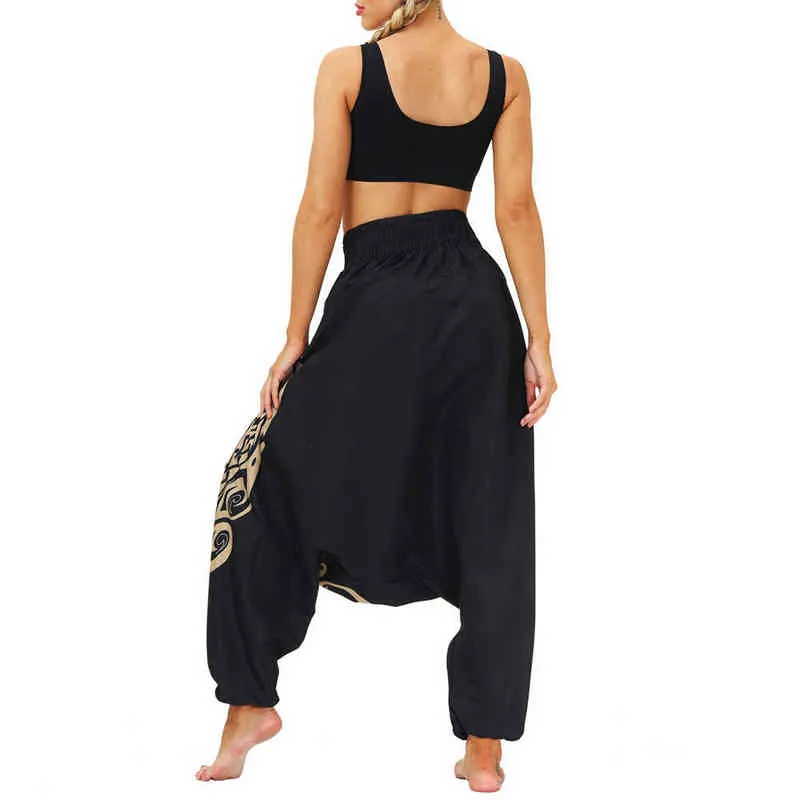 Drop Bottom taille élastique coupe ample Baggy Gypsy Hippie Boho Aladdin Yoga sarouel pour femmes et hommes H1221