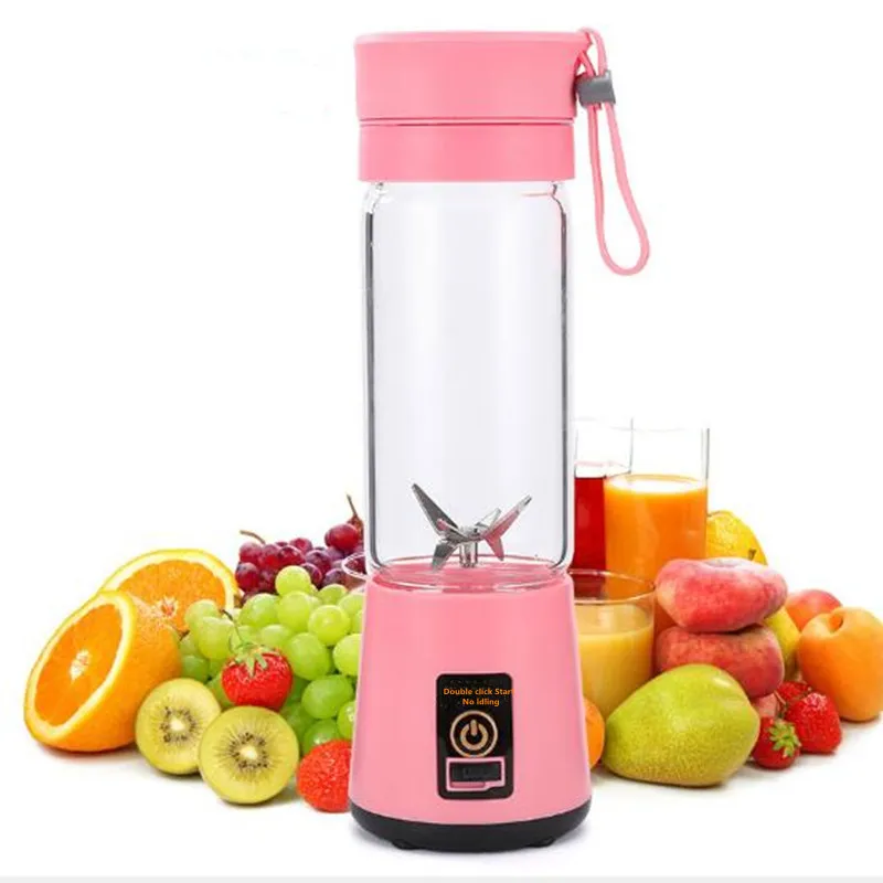 380ml Blender Home Home USB قابلة لإعادة شحنها 4 شبكية عصير مستخرج الفاكهة الكهربائية مصغرة الزجاجة الخلاط المطبخ ملحقات المطبخ T200523