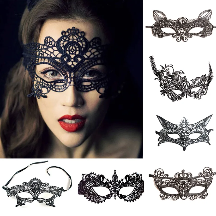 Maschera nera Maschera di Lady Maschera di ladro Fashion Hollow Eye Mask Masquerade Party Fancy Masks Halloween Venetian Mardi Party Costume