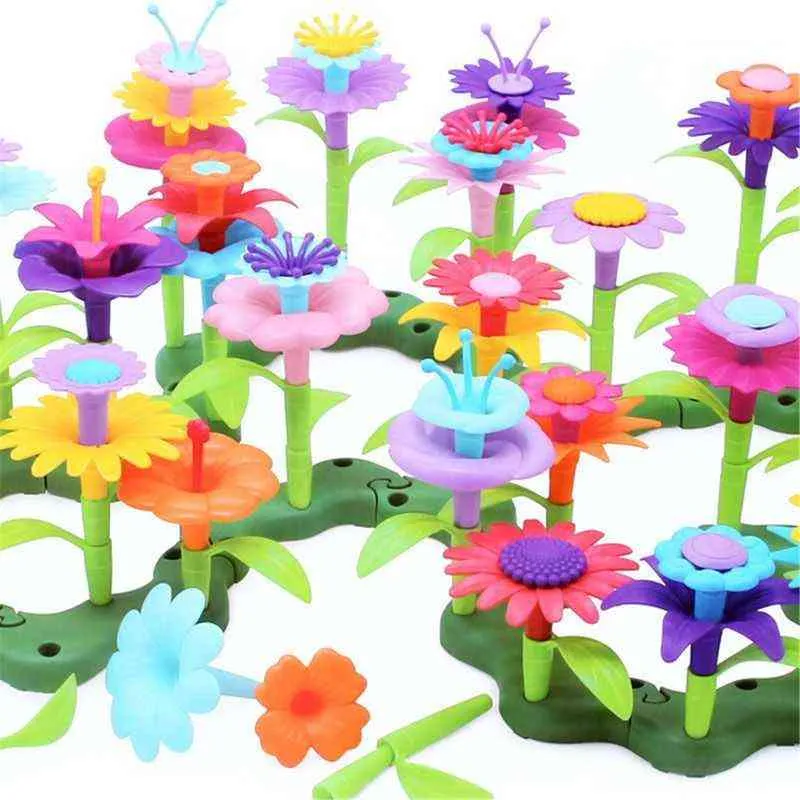 Flower Garden Building Toys Zbuduj bukiet kwiecisty zestaw dla małych dzieci i dzieci w wieku 3 5 5 lat dziewczęta Pre A5109361