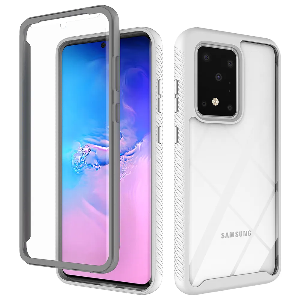 2 in 1 Hybrid Hard + TPU Case for Samsung Galaxy S21 Ultra S20 S10 Plus S10e 5G Note 10 Pro Shockproof Shield Transparent Case