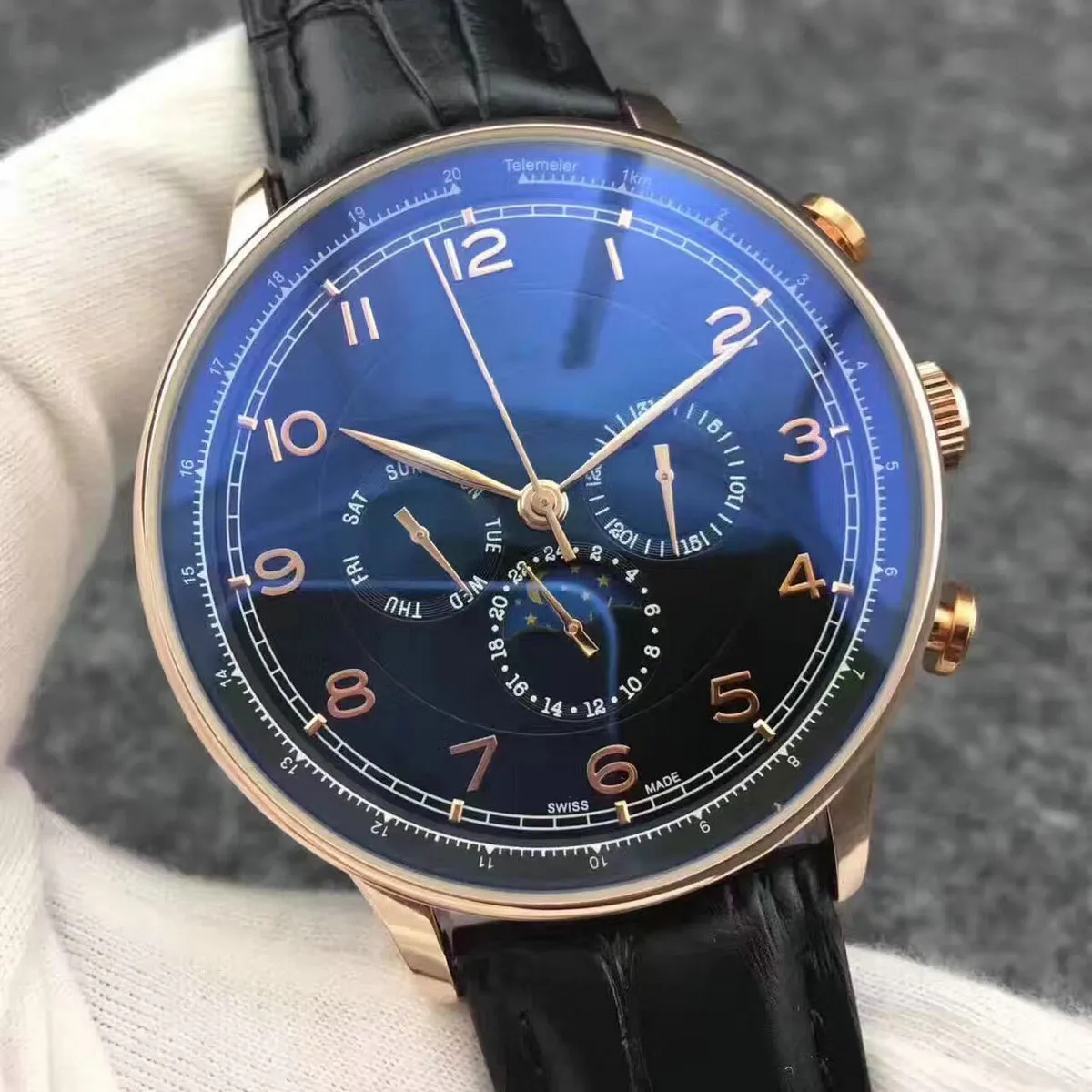 Orologio da uomo meccanico automatico in pelle con cinturino in acciaio inossidabile di alta QUALITÀ Orologio sportivo da uomo a carica automatica Moon Stars Orologi da polso291Y