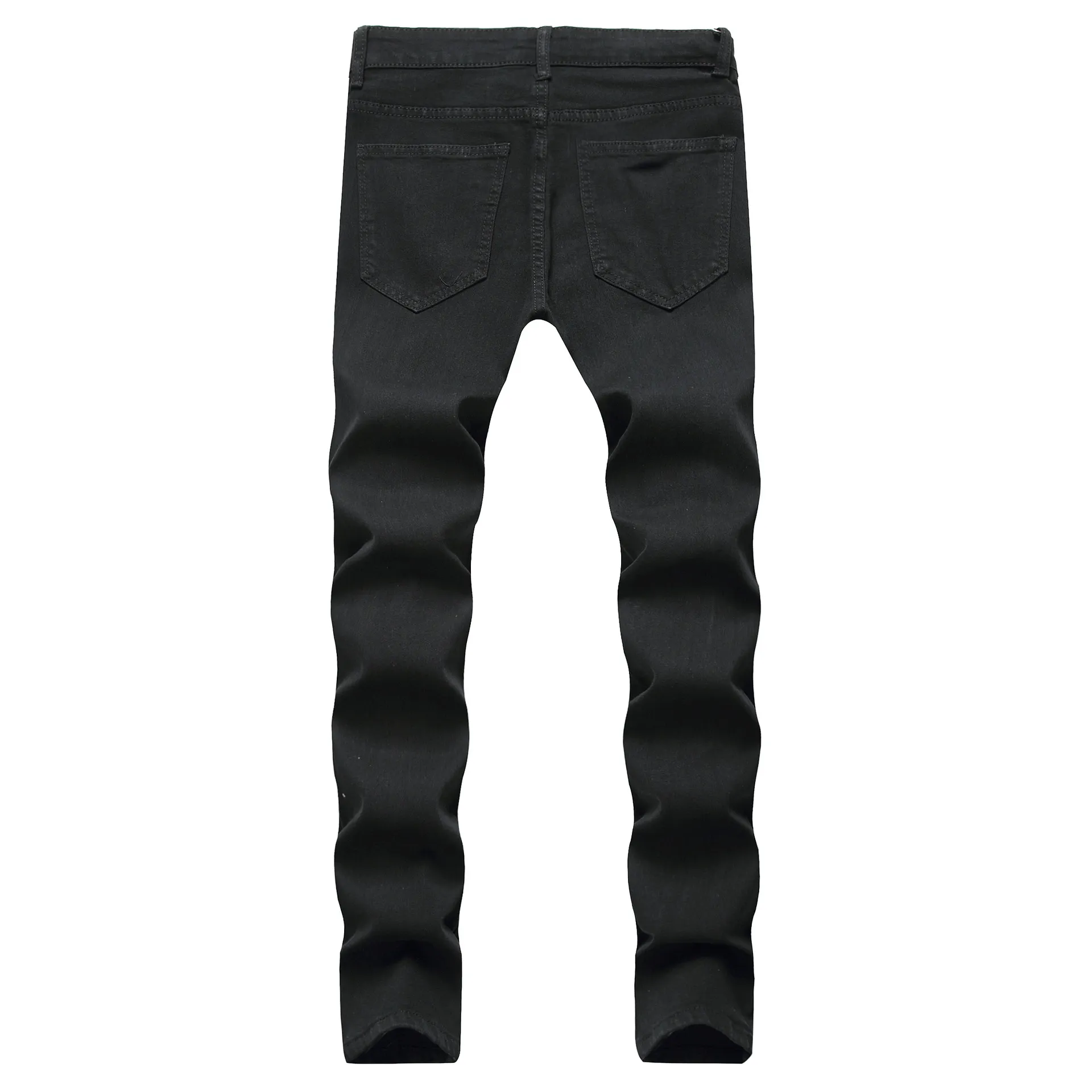 GODLIKEU jean blanc pour hommes déchiré en détresse noir jean maigre Hip Hop bouton pantalon extensible264V