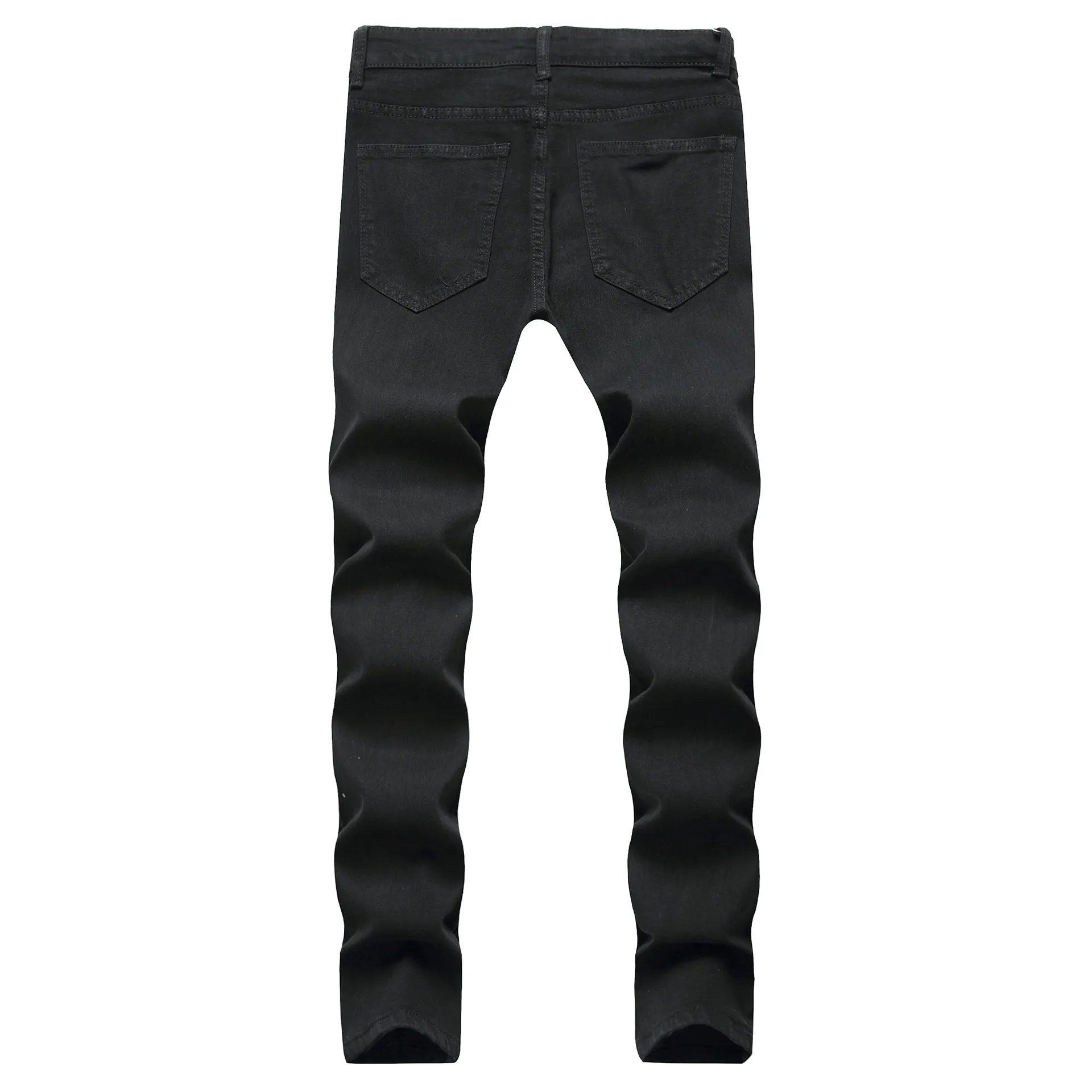 Godlikeu White Mens Jeans rippade nödställda svart mager denim hiphop -knappen stretch pants3167