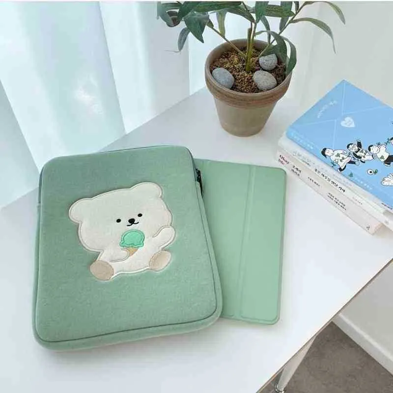 INS BEAR 13INCH LAPTOP KOREAN Tablet Case för Mac iPad Pro 9.7 10.8 11 13.3 14.5 15 tum Söt ärm innerpåse 202211