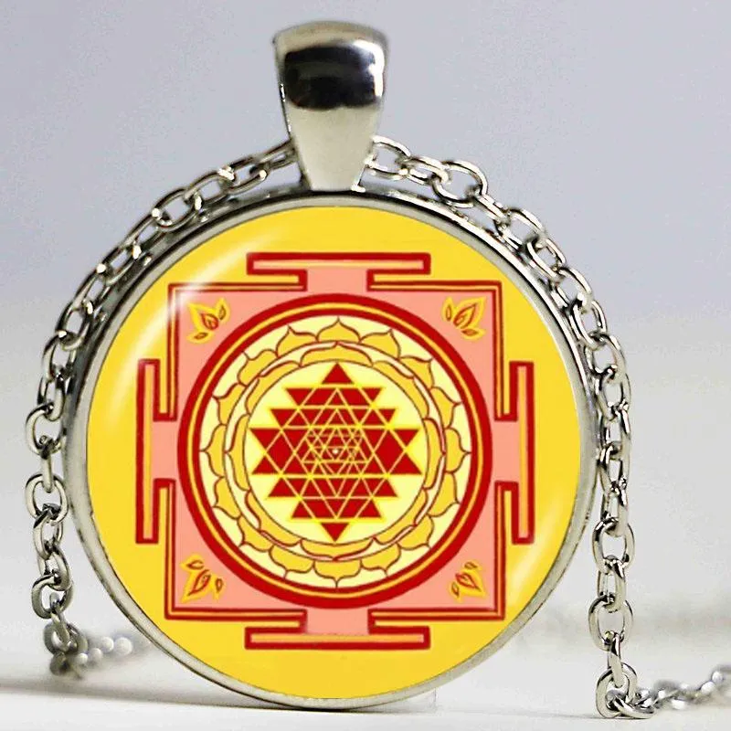 Drop Fashion Buddhist Sri Yantra Wisiant Naszyjnik Święta Geometria Sri Yantra Biżuteria biżuteria Whole1243d