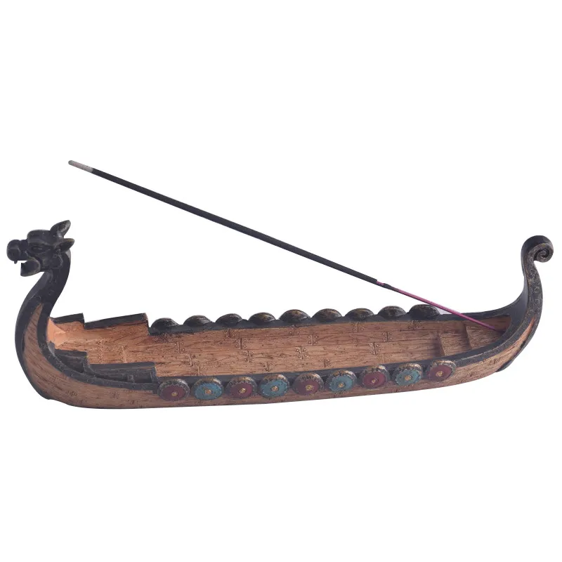 ドラゴンボートの香スティックホルダーバーナーハンド彫刻彫刻センサー装飾レトロ香バーナー伝統的なデザインY0107287y