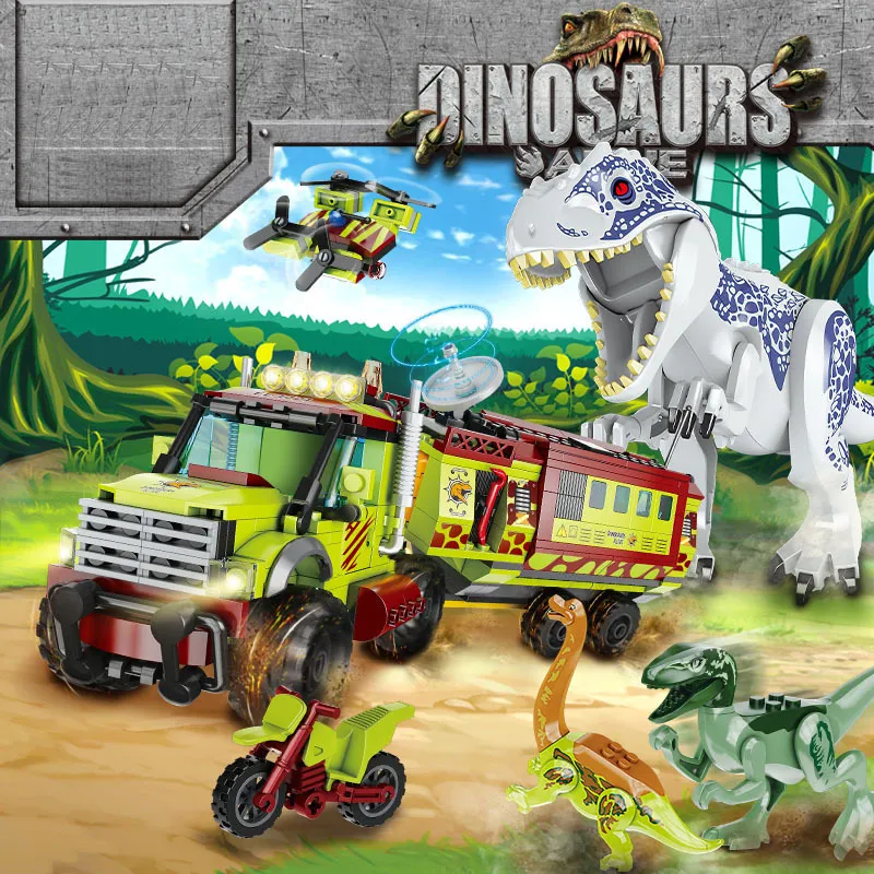 MOC Jurassic Park Of World Giocattoli di Natale Dinosauri Tyrannosaurus Indominus Rex Building Blocks Giocattoli dei mattoni Regalo bambini X0102