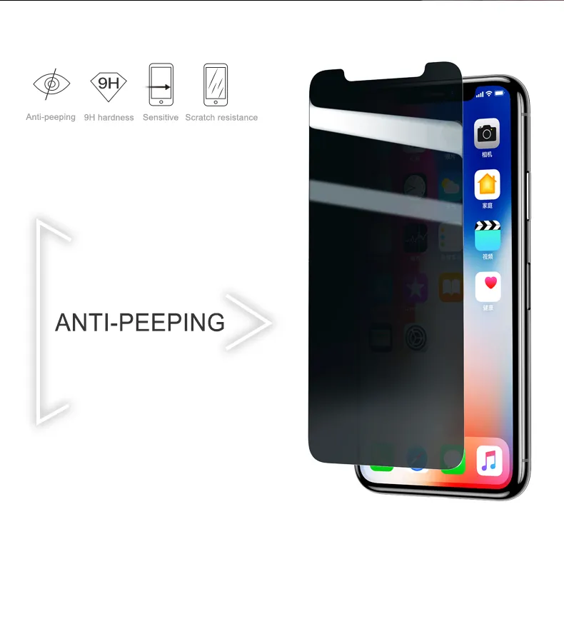 Voor iPhone 12 Mini 12 11 Pro Max XR XR XS Max 8 7 6 Plus Privacy 9h Tempered Glass Anti-Spy Screen Protector