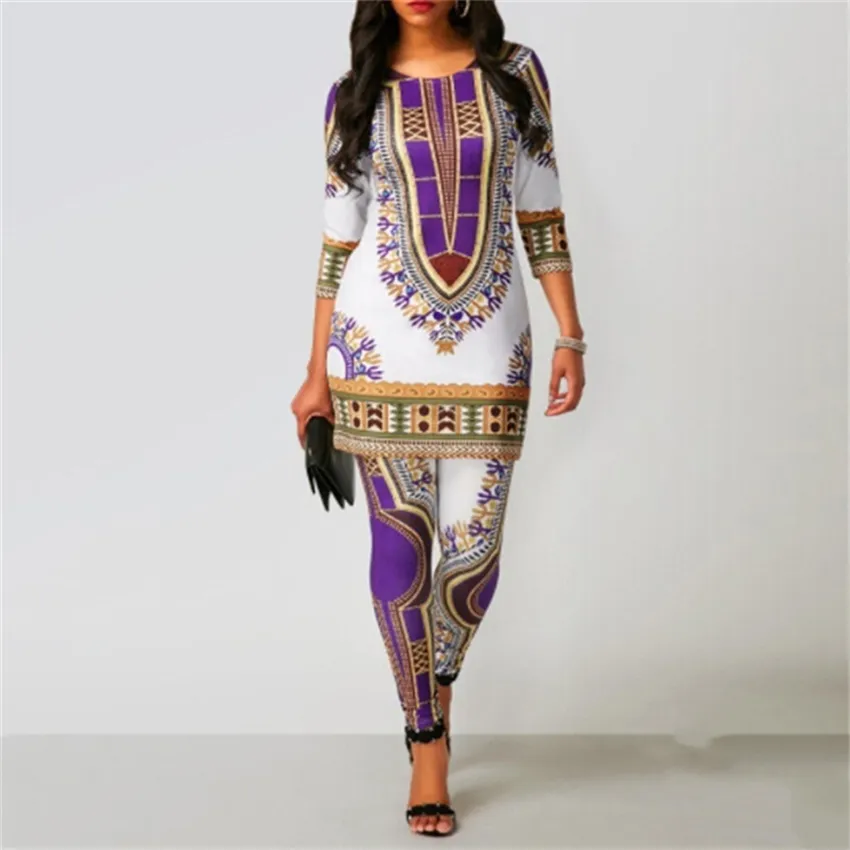 Vestidos Africanos para Mulheres 2020 Notícias Top Calças Terno Dashiki Imprimir Roupas Roupas Robe Africaine Bazin Moda Roupas LJ200826