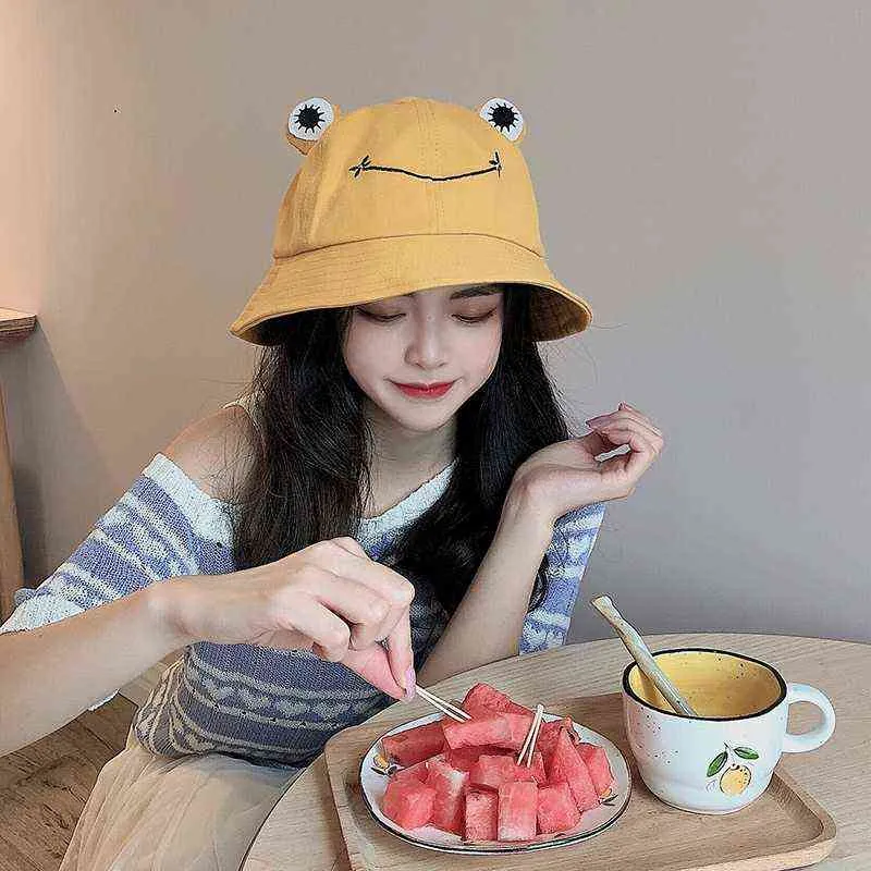 Frog Benna Cappello Donne Estate Summer Autunno Pianura Femminile Panama Beach Pesca Escursionismo Escursionismo Pescatore Cap Sunscreen Donne Sunhat Bob Grenouille G220311