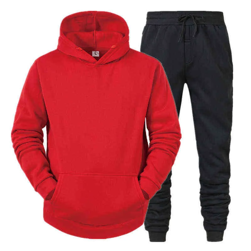 Hommes à capuche costume hommes vêtements de sport survêtements automne hiver hommes deux pièces ensembles surdimensionné à capuche Streetwear tenues 211222