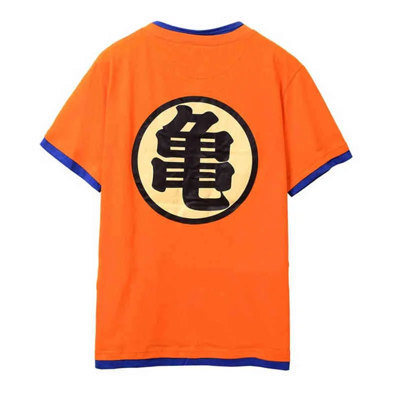 T-shirt anime col en V en coton pour hommes mode décontracté imprimé Dragon Harajuku tortue motif immortel amusant faux deux manches courtes G1229