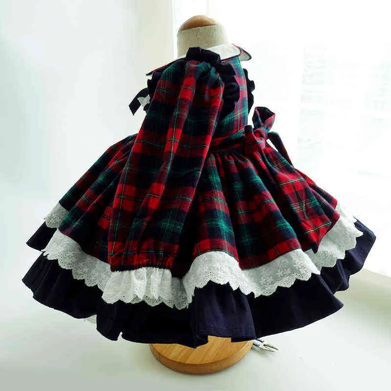 Baby Girl Robe espagnole pour les filles en bas âge Vintage Plaid Turquie Robes Enfants Anniversaire Baptême Party Outfit Robes 211231