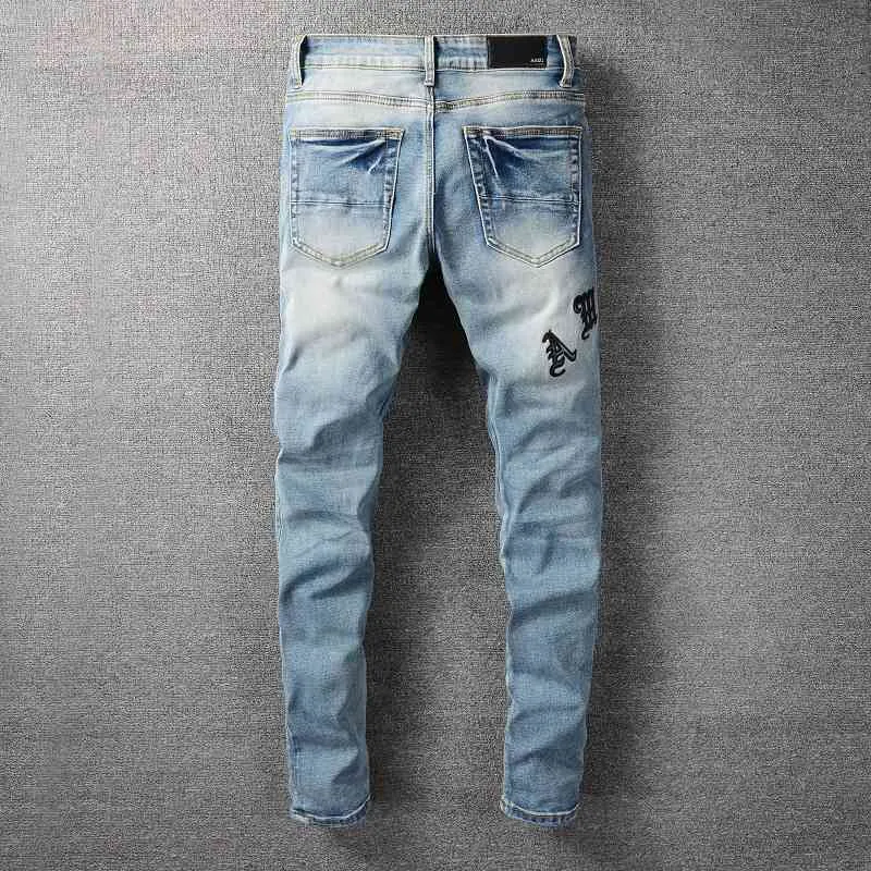 designer Jeans Amirrss Pantaloni da uomo Nuovi US casual hip hop high street usurati lavaggio splash color inchiostro dipinto jeans slim fit uomo # 679 70SY