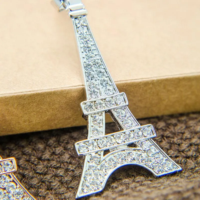 Magic Ikery cyrkon Crystal Classic Paris Eiffel Tower wiszące naszyjniki różowe złoto Kolor mody biżuteria dla kobiet MKZ1392291J