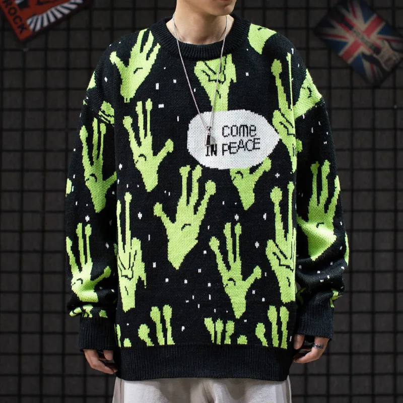 Lindsey SeaDer Sweater Men Jumpers gebreide Harajuku Alien Hip Hop Streetwear Men Breidwear Clothing Pullover Oversize Sweaters 201221