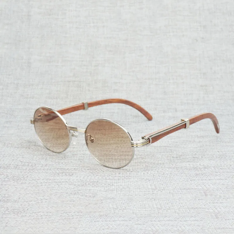 Gafas de sol blancas blancas blancas vintage gafas de sol redondas de madera redonda de gafas de madera para el marco de gafas transparentes al aire libre Oculos VIP8723061