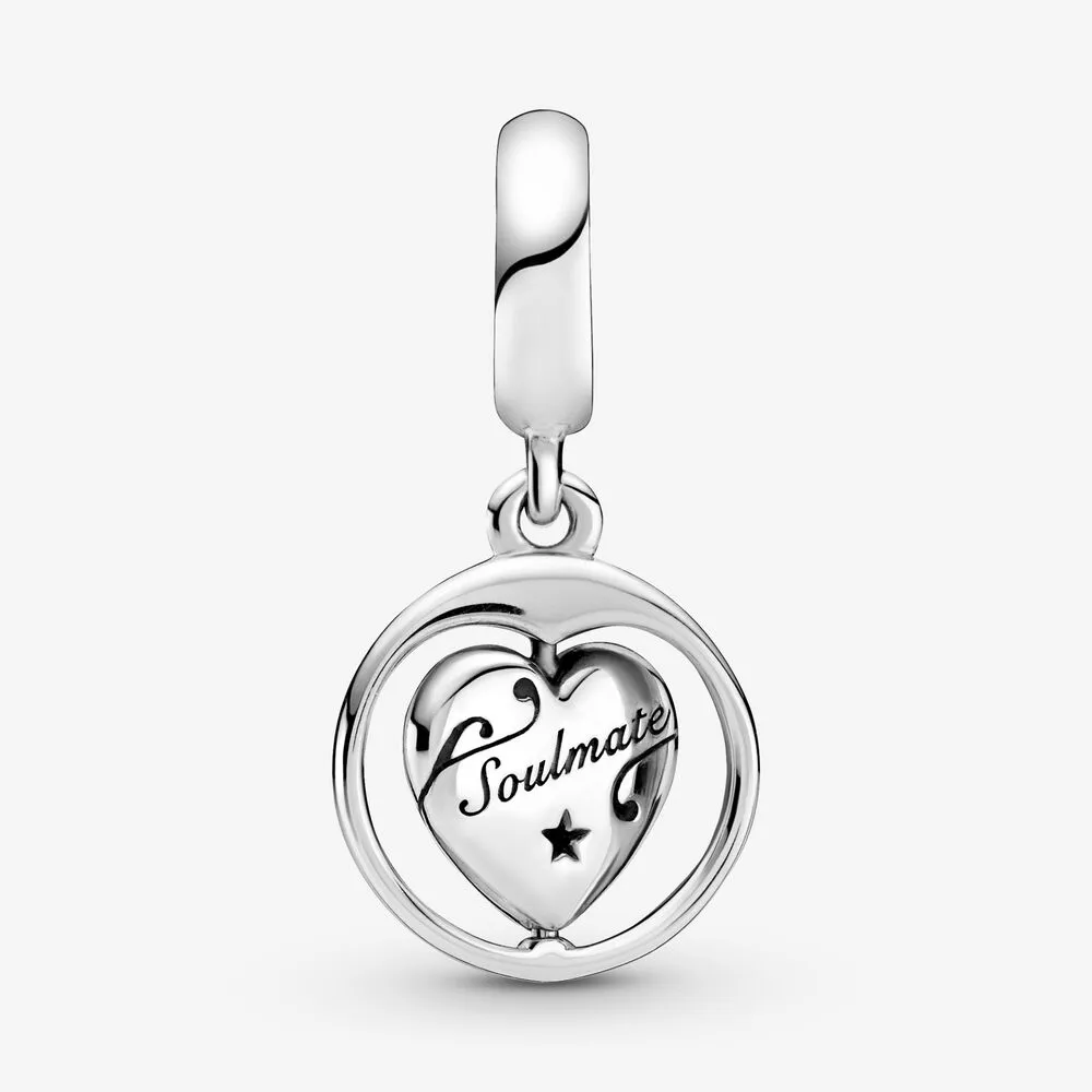 100% 925 Sterling Silver Spinning Forever Always Soulmate Dangle Charms Fit Original European Charm Armband Fashion Weddi246h