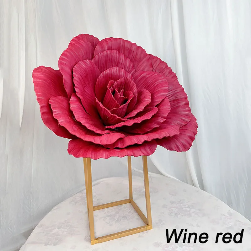 Large PE Rose Artificial Flower Head For Party Decoration Wedding Backdrop Road Lead Shopping Mall Window Display Foam Floral