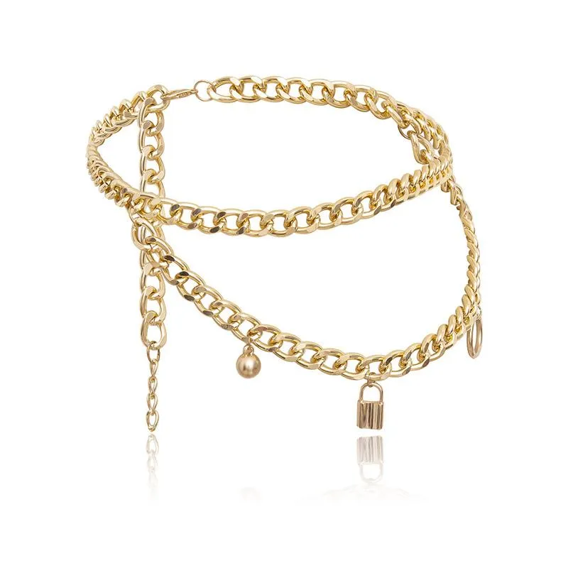 Luxury Women Chain Belt Long Pendant Tassel Multilayer Gold Silver Chain Waistbands Metal midjekedjor Bohemiska smycken klänning 30290H