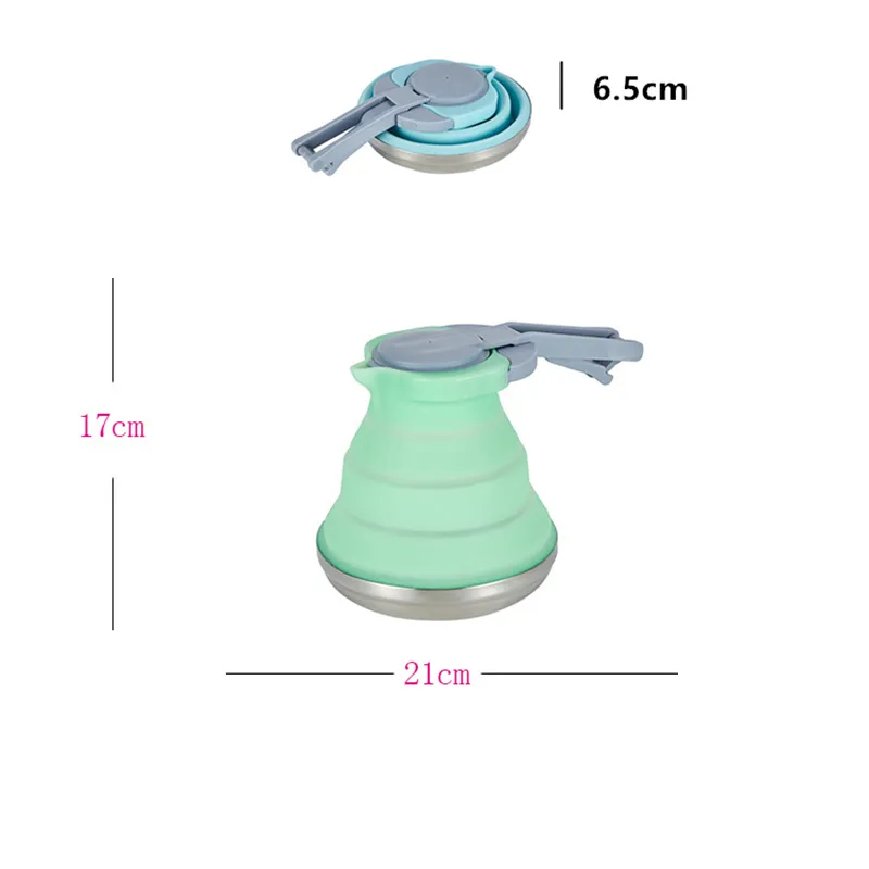 1.5L 50oz Silicone Pentola acqua Bollitore pieghevole Bottiglia pieghevole Utensili da cucina da campeggio Fondo in acciaio inossidabile 304 Senza BPA