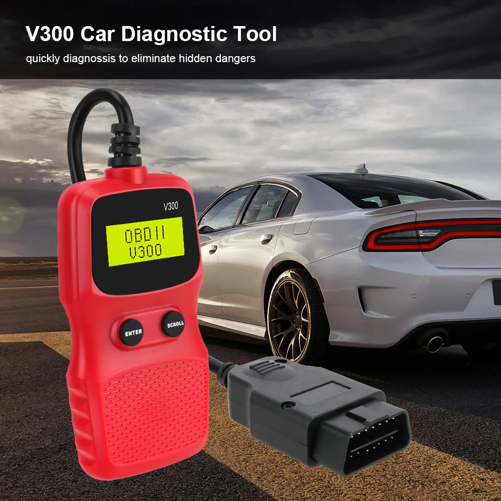 Czytnik kodów OBD2 skaner OBD 2 OBDII Plug and Play narzędzie diagnostyczne do samochodów V300 ręczny ELM 327 cyfrowy wyświetlacz akcesoria samochodowe