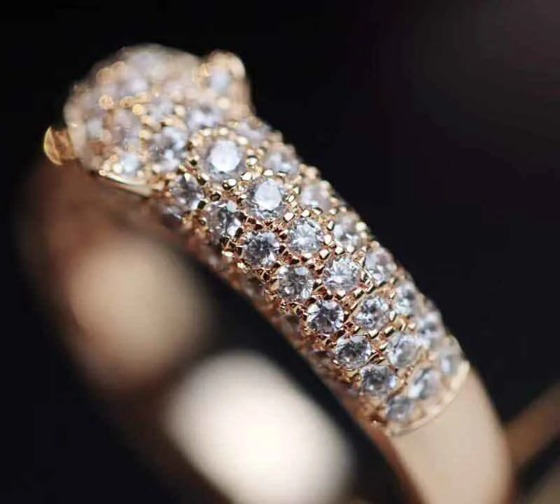 جودة فاخرة فتحت خاتم الشرير الشرير مع الماس والأناقة للنساء هدية مجوهرات المشاركة في 18K روز الذهب PL179F