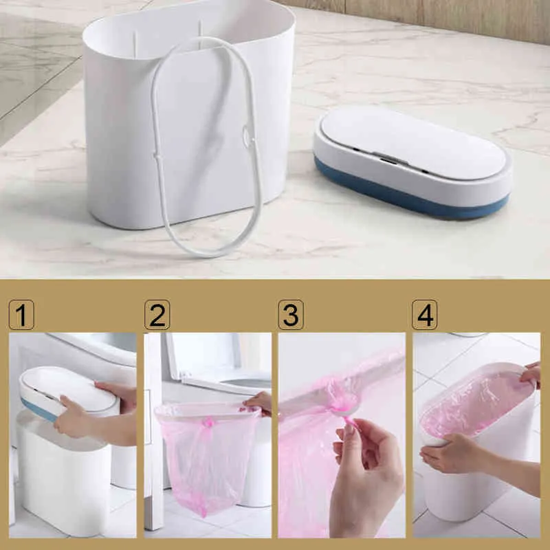 Smart Sensor Poubelle Électronique Automatique Ménage Salle De Bains Toilette Chambre Salon Étanche N Couture Bin 211222