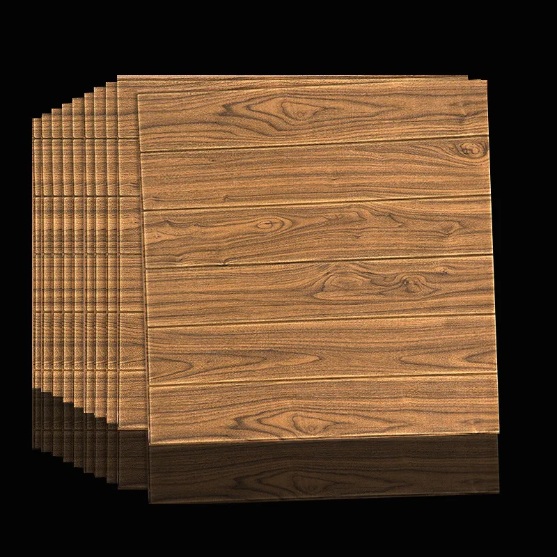 Adesivos de parede de grãos de madeira DIY Automadecidos 3D Decoração de espuma papel de parede da sala de parede TV Background Wall Impermend Paperspaper2177749