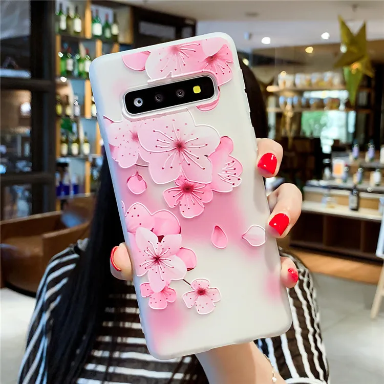 Beautiful Cases For Samsung A20 A20E A30 A40 A50 A60 A70 A10 M40 3D Relief Floral Phone Case For Samsung S10 Plus S10E S10 E