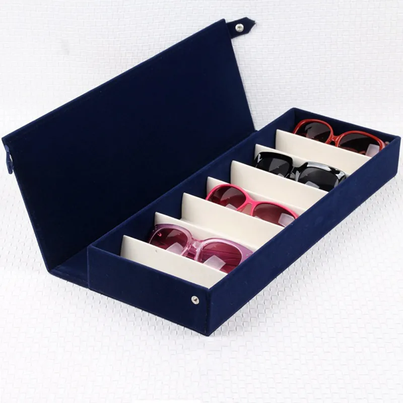 Bärbar 8 Slot Rectangle -glasögon Solglasögon förvaringslåda för glasögonfodral Stativ Holder Display Protector Folding Container T200503317382