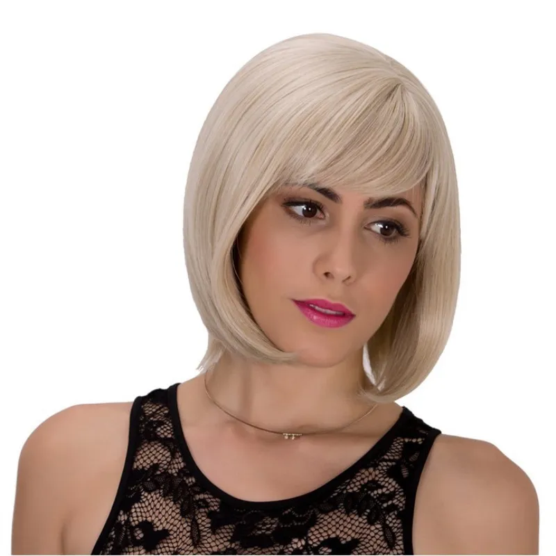 Synthetic Bobo Wig with Bangs Simulation Human Hair Wigs Hairpieces for Black White Women Pelucas Cortas De Mujer 5204997811