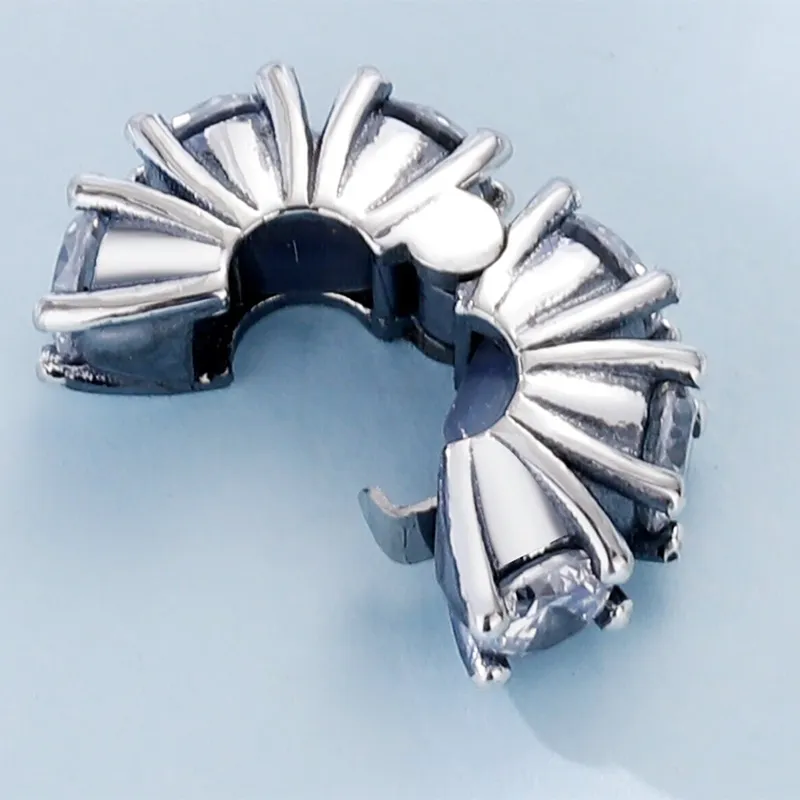 Nuovo! Autentico Pandora Long Pronged Sparkling Clip Charm adatto perline sciolte in stile europeo braccialetti fai da te gioielli 790046C01
