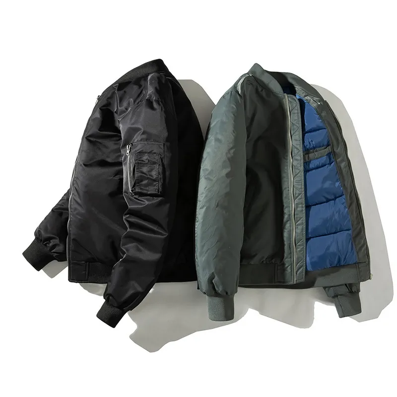 Kış Kalın Streetwear Erkekler Hip Hop Askeri Mont Bombacı Ceket Güz Katı Temel Ceket Rahat Rüzgarlık Özel 220301