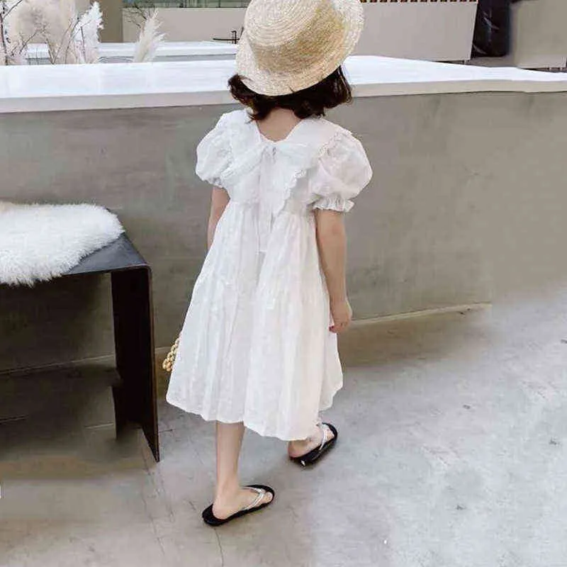 Arc Creux Princesse Robe D'été Enfants Doux Filles Robe Nouveaux Vêtements À La Mode Enfant Fille Blanc À Volants Robe De Soirée Vestidos G1218