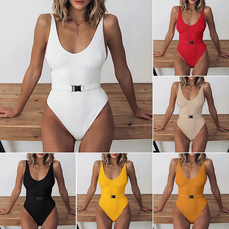 Em x fivela de fivela branca push up biquíni sexy 2020 High Cut Swimsuit Monokini Monokiny Swimwear New Bathing Suit T200708