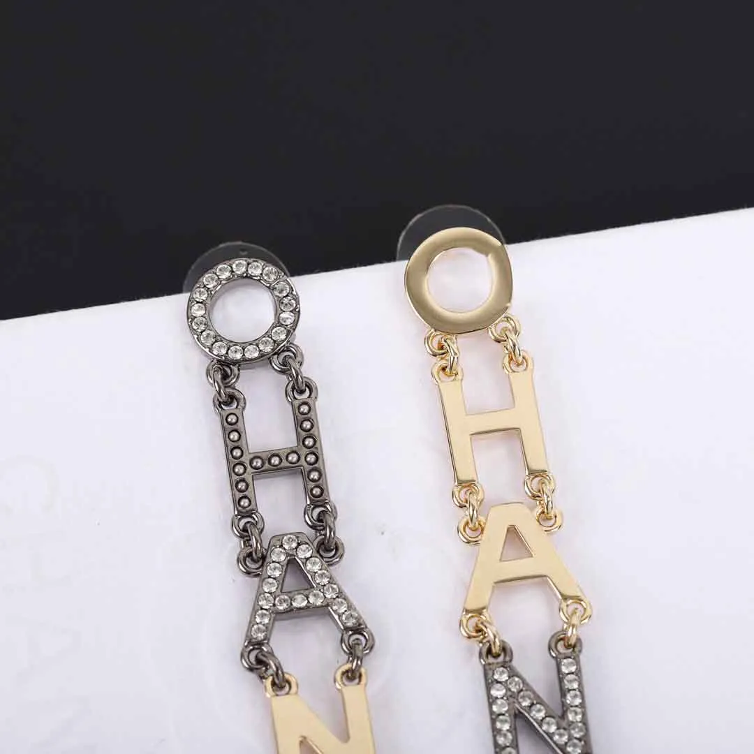 Najwyższej jakości litery z kolczykiem z kroplami diamentowymi w złotym i czarnym kolorze dla kobiet prezent na biżuterię zaręczynową z 281k