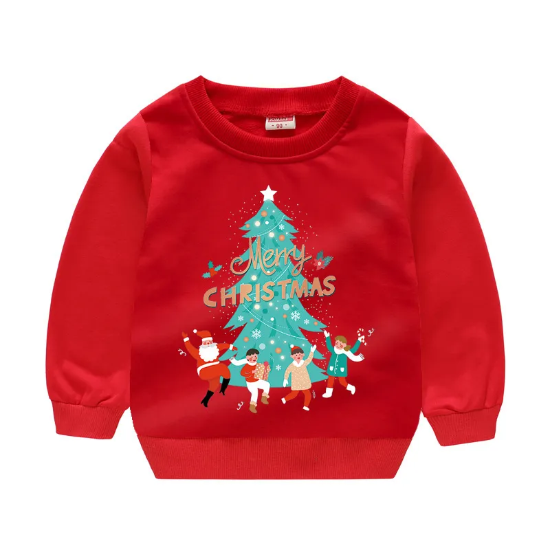 Spaccata di natale il scollo ragazzi le felpe ragazze pupazzo di neve Santa Clauss Felpa Red Magitore Red Christmas Tree LJ201216