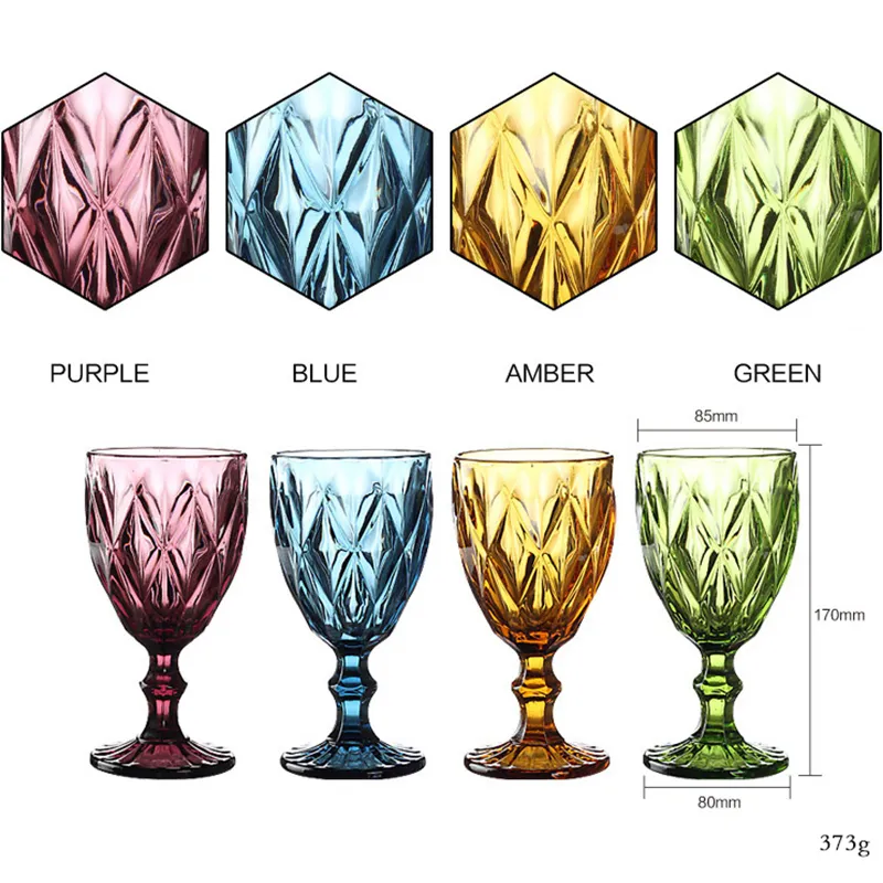 Wine Glass Cups Multicolor Carved Goblet Whiskey Red Wine Glasses 300ML Wedding Party Champagne Flutes Bar Restaurant Home Tools LJ200821