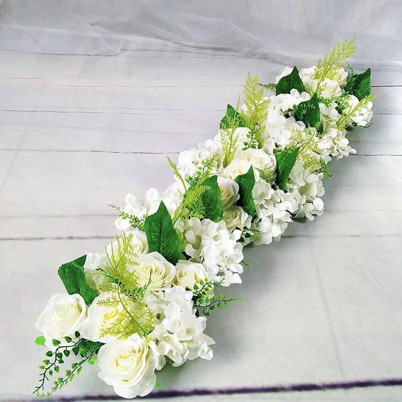 Mariage Route Cité Fleurs Soie Rose Pivoine Hortensia DIY Porte Arquée Fleur Rangée Fenêtre T Station Décoration De Mariage 50 cm 220406