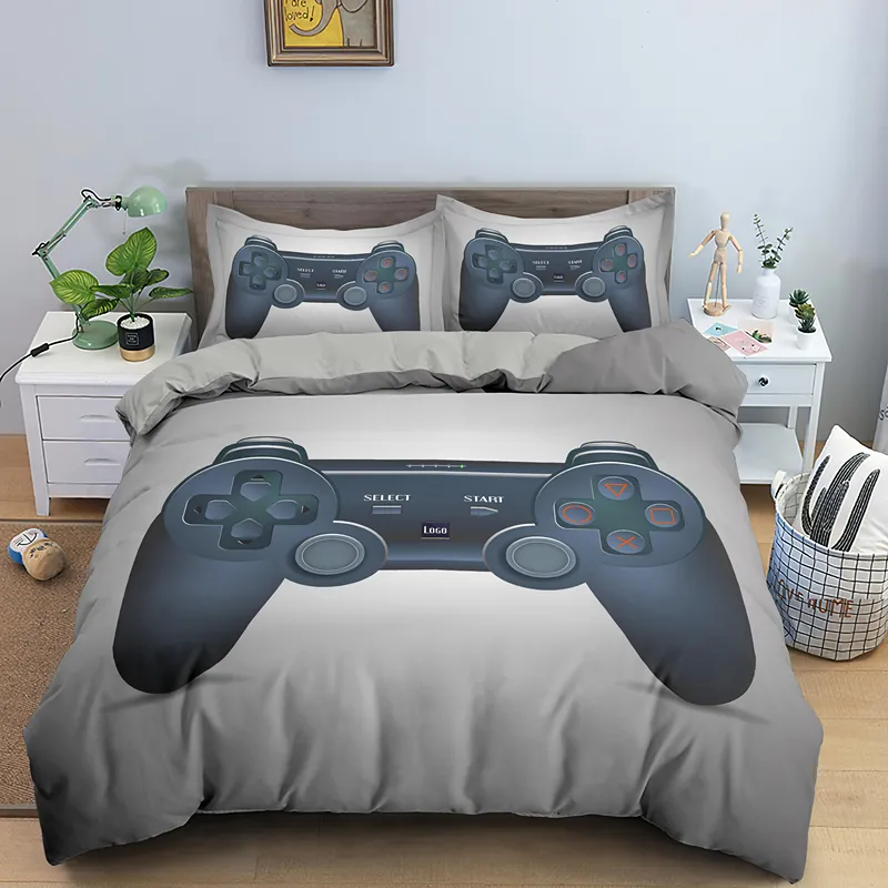 Ny Gamepad Queen Size Bedding Set Modern Gamer Duvet Cover med örngott Kids Boys Girls Present sängkläder till sovrumsinredning 201209