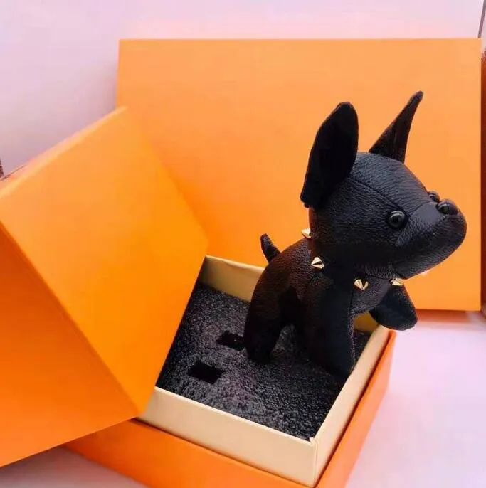 2021 projektant Cartoon zwierząt mały pies breloczek akcesoria breloczek PU skóra wzór listu brelok do kluczyków samochodowych biżuteria prezenty z pudełkiem