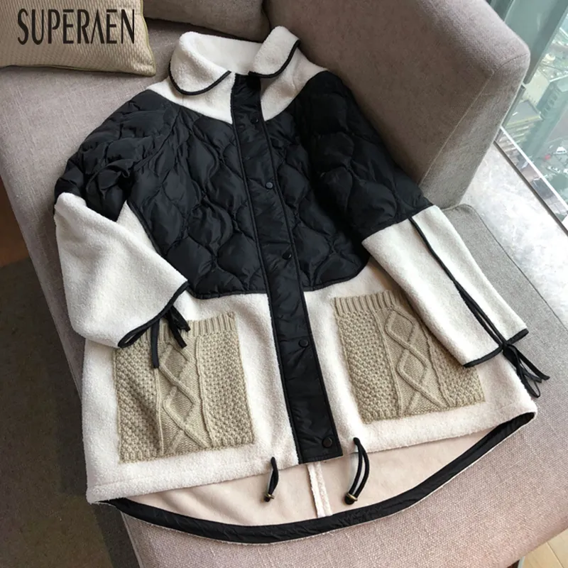 Superaen Europe Womens Parkas Coats Winter Wild Casual Parkas Coat Kobieta moda Kobiety z długim rękawem Ubranie 201125