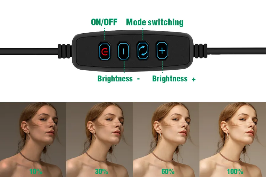 Anillo de luz LED para vídeo, lámpara para Selfie con soporte remoto para tableta Bluetooth para vídeo, fotografía, iluminación fotográfica en YouTube Tiktok