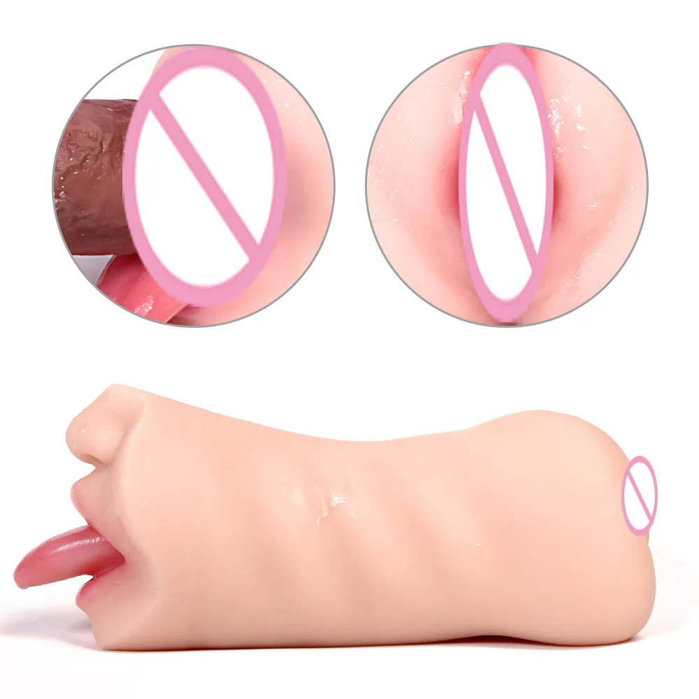 Il masturbatore maschio simula i giocattoli del sesso orale vaginale l'uomo Bocca realistica Prodotto erotico adulti Tazze aeromobili in silicone 201216