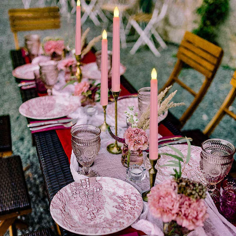 8 stks advent kaarsen warm wit led-venster kaars vlamloze flikkering externe timer kerst nieuwe jaar decor roze bruiloft kaars H1222