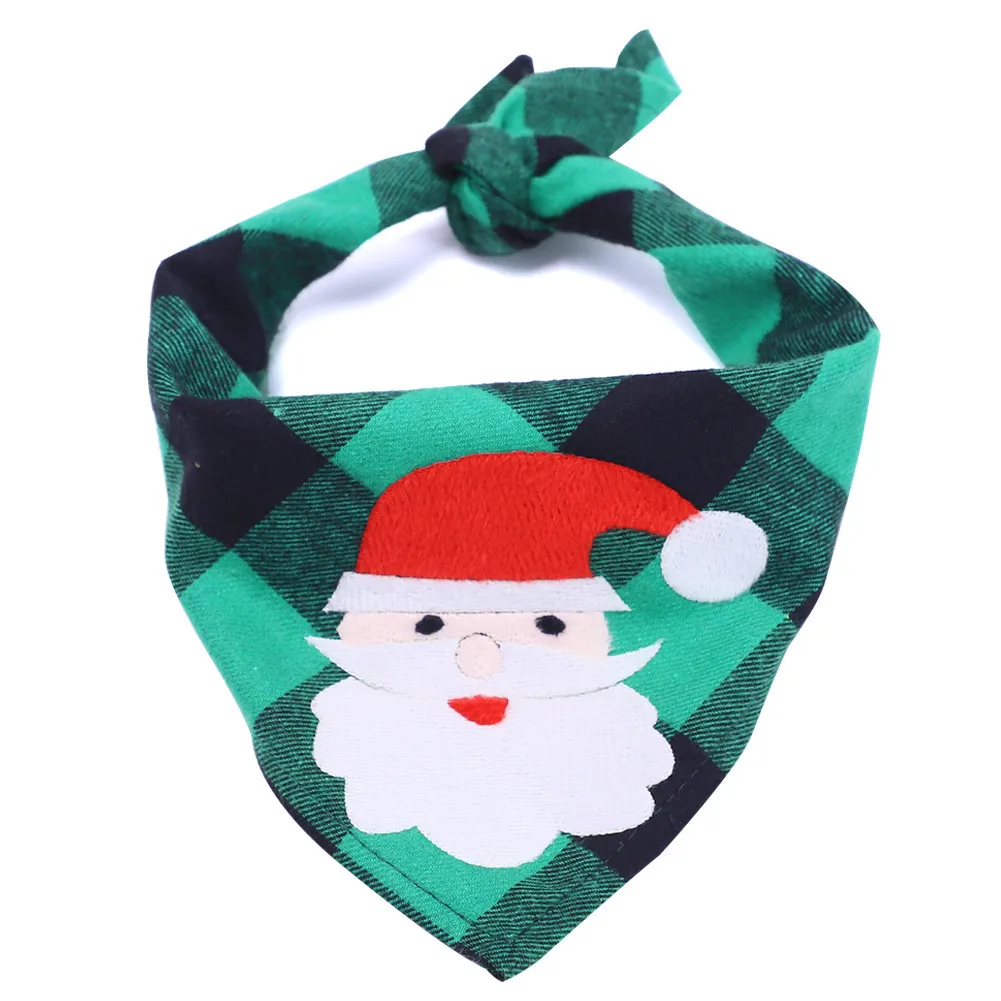 Christmas Dog Bandana Elk Printed Pet Washable Decoration Scarf Handkerchiefs Bibs Pet Accessories Saliva Towel Pet Collar Napkin w-00443